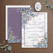 Rustic Lavender Paarse Gold Waterverf Wedding Kaart