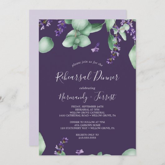 Rustic Lavender | Paarse repetitie Kaart (Voorkant / Achterkant)