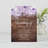 Rustic Lavender Paarse Sparkle Floral Wedding Kaart (Staand voorkant)