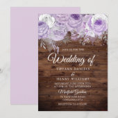 Rustic Lavender Paarse Sparkle Floral Wedding Kaart (Voorkant / Achterkant)