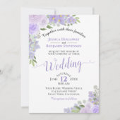 Rustic Lavender Paarse Waterverf Floral Wedding Kaart (Voorkant)