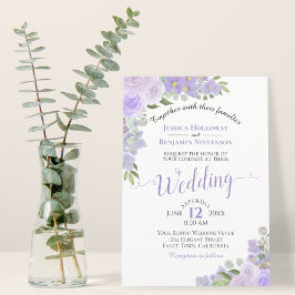 Rustic Lavender Paarse Waterverf Floral Wedding Kaart