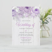 Rustic Lavender Purple Flowers Wedding Invite Kaart (Staand voorkant)