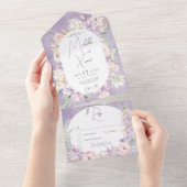 Rustic Lavender & Roze pasta Floral No Dinner All In One Uitnodiging (Afscheurbaar)