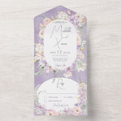 Rustic Lavender & Roze pasta Floral No Dinner All In One Uitnodiging (Binnen)