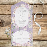 Rustic Lavender & Roze pasta Floral No Dinner All In One Uitnodiging<br><div class="desc">OOK BESCHIKBAAR MET EEN QR-CODE OM IN HET RSVP-GEBIED TE SCAN. Dit ontwerp heeft boho rustic waterverf lavender, blauw, geel, paars, roze en witte bloemen op een waterverf lavender achtergrond. De tekst verschijnt in witte ovale lijsten. De gepersonaliseerde alle-in-één uitnodigingen zijn een unieke combinatie van zowel een prachtig gedrukte douaneverzoeken...</div>