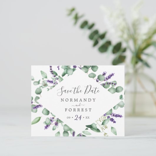 Rustic Lavender sparen het Briefkaart van de Datum (Staand voorkant)