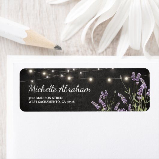 Rustic Lavender String Twinkle Lights Etiket (Insitu)