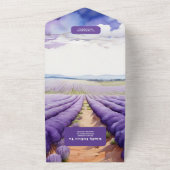 Rustic Lavender Wedding All In One Uitnodiging (Buitenkant)