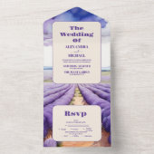 Rustic Lavender Wedding All In One Uitnodiging (Binnen)