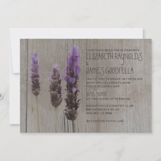 Rustic Lavender Wedding Invitations Kaart (Voorkant)