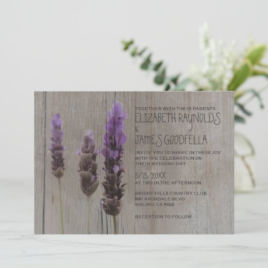 Rustic Lavender Wedding Invitations Kaart (Staand voorkant)