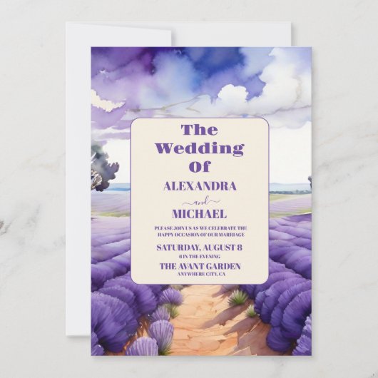 Rustic Lavender Wedding Kaart (Voorkant)