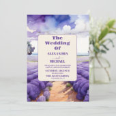 Rustic Lavender Wedding Kaart (Staand voorkant)