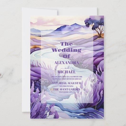 Rustic Lavender Wedding Kaart (Voorkant)