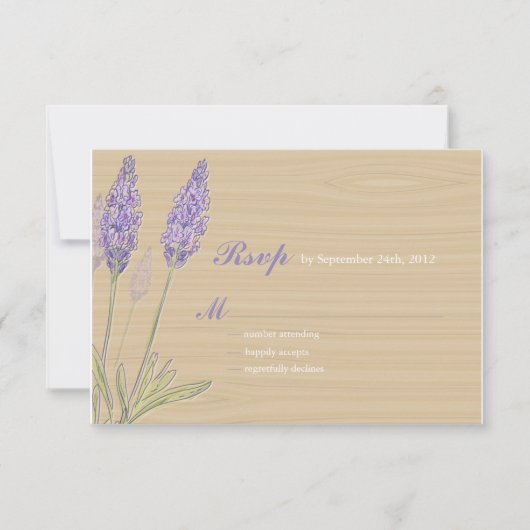 Rustic Lavender Wedding RSVP Kaartje (Voorkant)