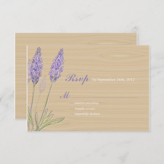 Rustic Lavender Wedding RSVP Kaartje (Voorkant / Achterkant)