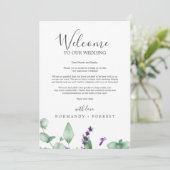 Rustic Lavender Wedding Welcome Letter & Itinerary (Staand voorkant)
