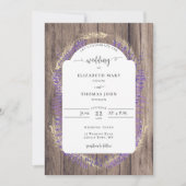 Rustic Lavender Wheat Floral Lijst Wood Weddenscha Kaart (Voorkant)