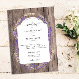 Rustic Lavender Wheat Floral Lijst Wood Weddenscha Kaart