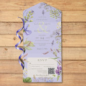 Rustic Lavender Wildbloemen Lavender QR Code All In One Uitnodiging