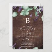 Rustic Lavender | Wooden Monogram Weddenschap Kaart (Voorkant)