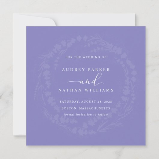 Rustic Lavender Wreath Wedding Save the Date (Achterkant)