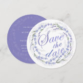 Rustic Lavender Wreath Wedding Save the Date (Voorkant / Achterkant)