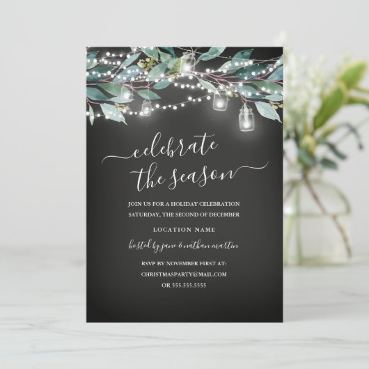 Rustic Leaf Chalkboard Kerstfeest Kaart (Staand voorkant)