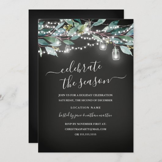 Rustic Leaf Chalkboard Kerstfeest Kaart (Voorkant / Achterkant)