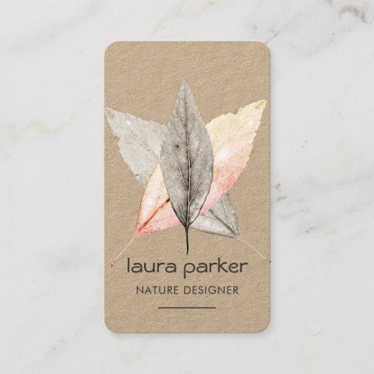 Rustic Leaf Dry Natuur Yoga Meditation Massage Visitekaartje (Voorkant)