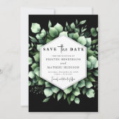Rustic Leaf Eucalyptus Digital Wedding Save The Date (Voorkant)