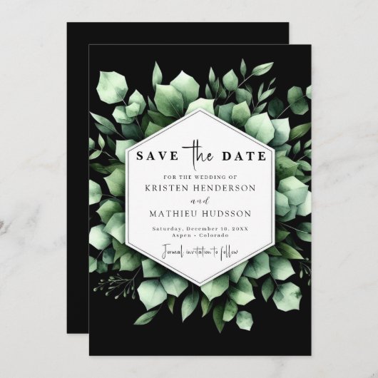 Rustic Leaf Eucalyptus Digital Wedding Save The Date (Voorkant / Achterkant)
