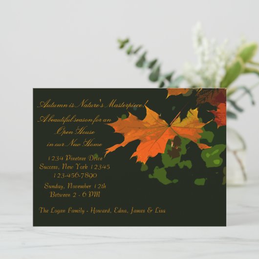 Rustic Leaf Invitation Kaart (Staand voorkant)