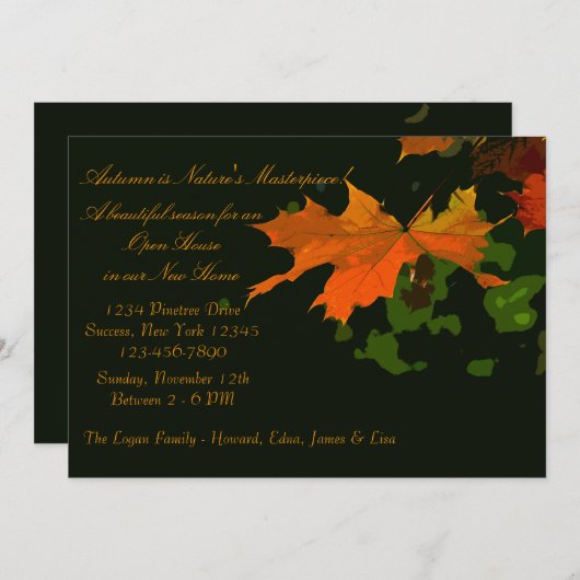Rustic Leaf Invitation Kaart (Voorkant / Achterkant)