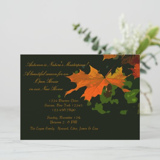 Rustic Leaf Invitation Kaart (Staand voorkant)