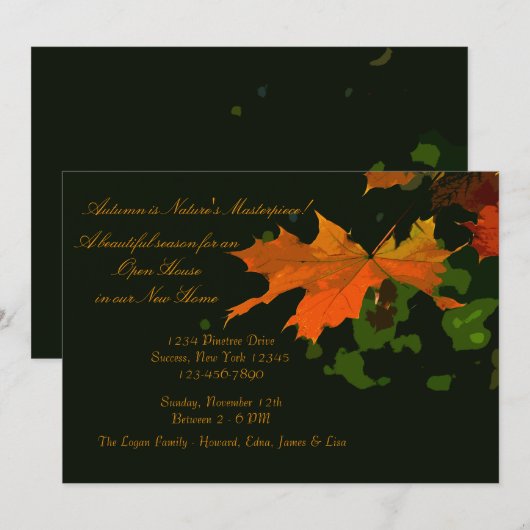 Rustic Leaf Invitation Kaart (Voorkant / Achterkant)