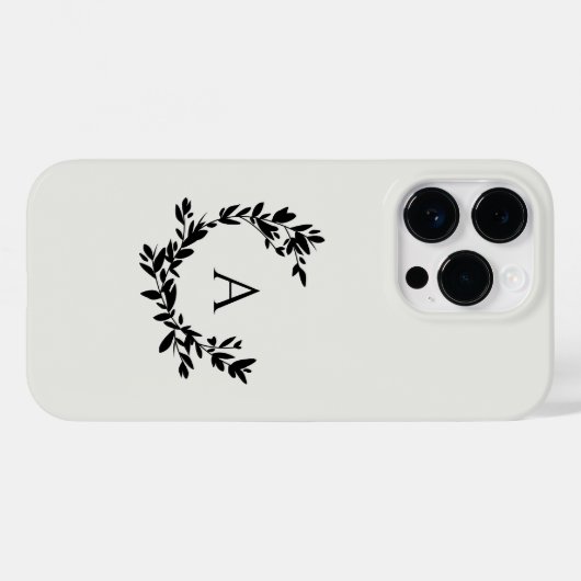 Rustic Leaf Monogram Initiaal Cream Neutraal Case-Mate iPhone Case (Achterkant (horizontaal))