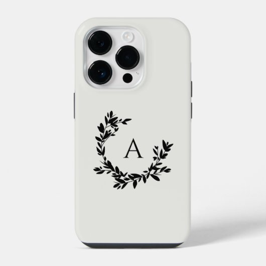 Rustic Leaf Monogram Initiaal Cream Neutraal iPhone Hoesje (Achterkant)