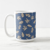 Rustic Leaf Silhouettes, Denim Blue, Khaki, Crème Koffiemok (Links)