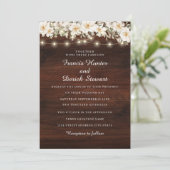 Rustic Leaf String Lights Hout Huwelijksuitnodigin Kaart (Staand voorkant)