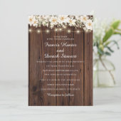 Rustic Leaf String Lights Hout Huwelijksuitnodigin Kaart (Staand voorkant)