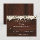 Rustic Leaf String Lights Hout Wedding RSVP (Voorkant / Achterkant)