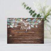 Rustic Leaf String Lights Hout Wedding RSVP (Staand voorkant)