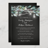Rustic Leaf String Lights Huwelijksuitnodiging Kaart (Voorkant / Achterkant)