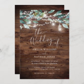 Rustic Leaf String Lights Huwelijksuitnodiging Kaart (Voorkant / Achterkant)