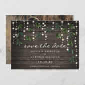 Rustic Leaf String Lights Photo Save the Date (Voorkant / Achterkant)