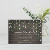 Rustic Leaf String Lights Photo Save the Date (Staand voorkant)
