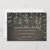Rustic Leaf String Lights Photo Save the Date (Voorkant)