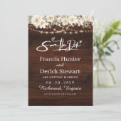 Rustic Leaf String Lights Wood Save The Date Kaart (Staand voorkant)